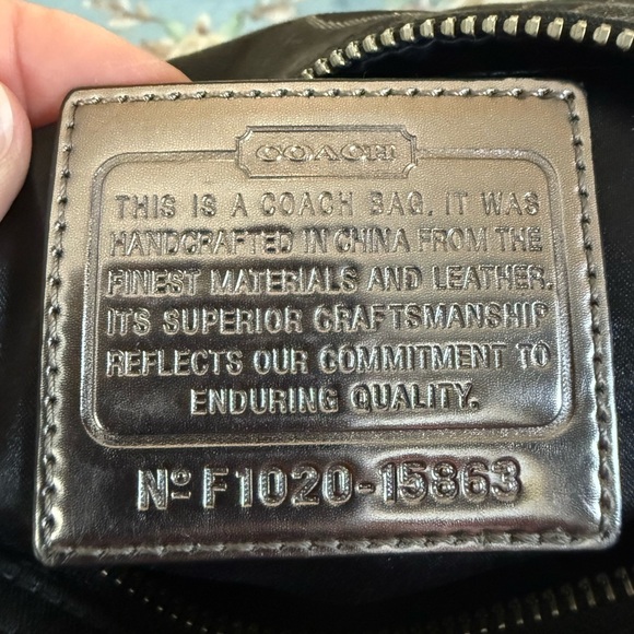 COACH 2010 POPPY OPT ART SATEEN LUREX SATCHEL BAG BLACK/SILVER #15863 - Picture 9 of 9